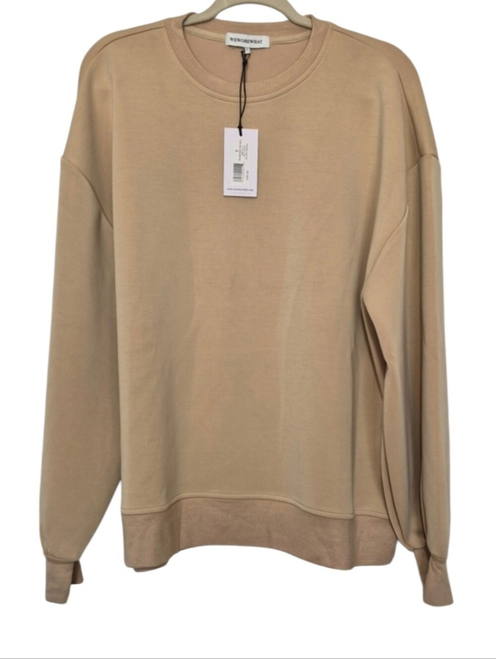WeWoreWhat Balloon Sleeve Crewneck Sweatshirt Heather Doe Size S NWT